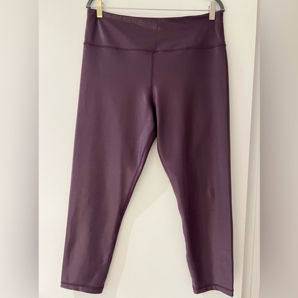 Zyia Light And Tight Plum Purple Metallic Shine Leggings Plus Size.